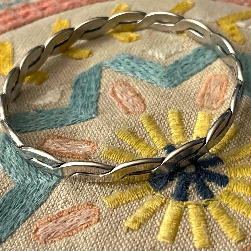 CHAIN LINK BANGLE VINTAGE STERLING SILVER BRACELET ⚫️ FINAL PRICE